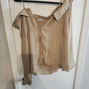 Fashion Nova Beige Button-Up Blouse